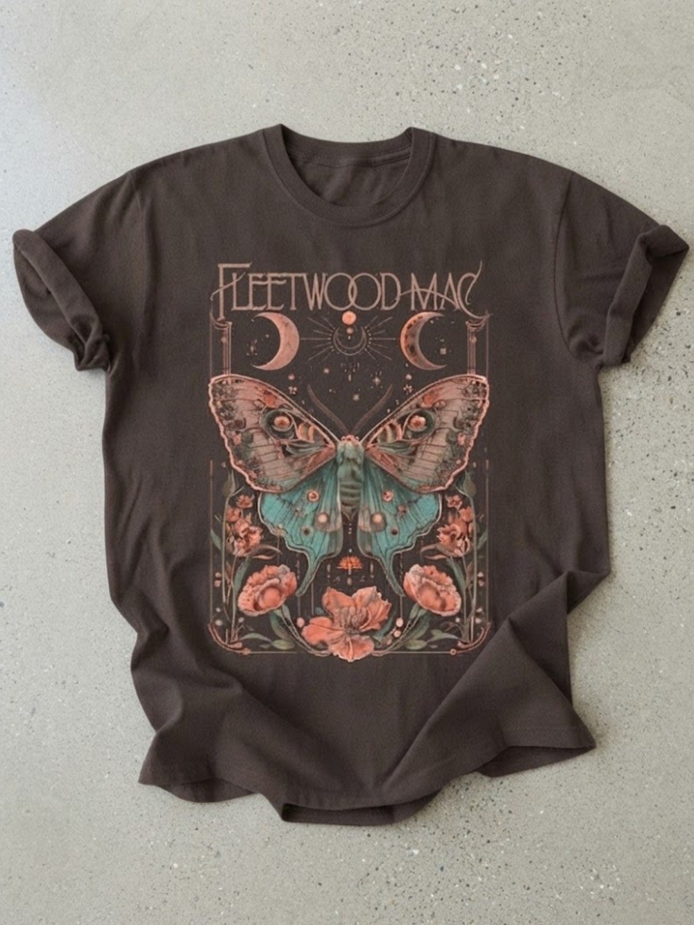 Fleetwood Mac Butterfly Graphic Tee Gildan T-Shirt Brown